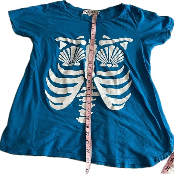 WILDFOX | Distressed Mermaid Skeleton Blue T Shirt | XS - Picture 3 of 16